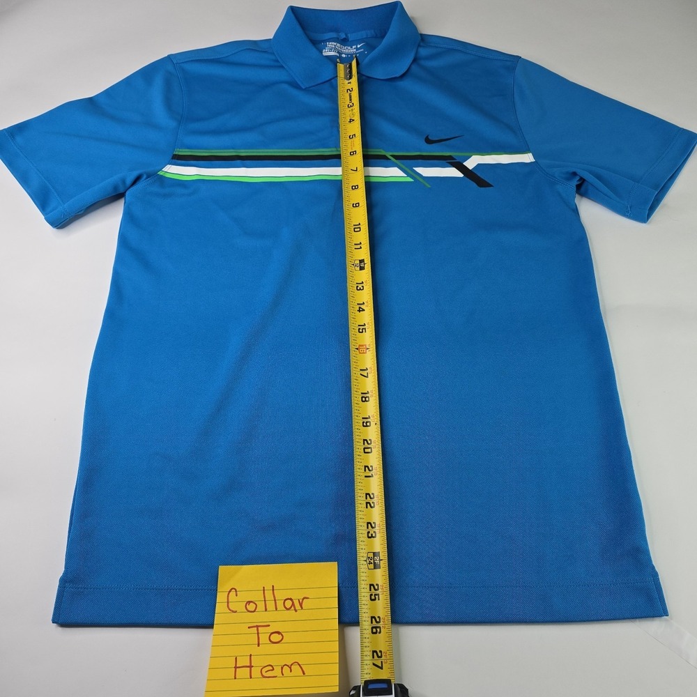 Nike Golf Mens Medium Dri-Fit Polo Shirt Blue Graphic Tour Performance Polyester - Picture 7 of 10